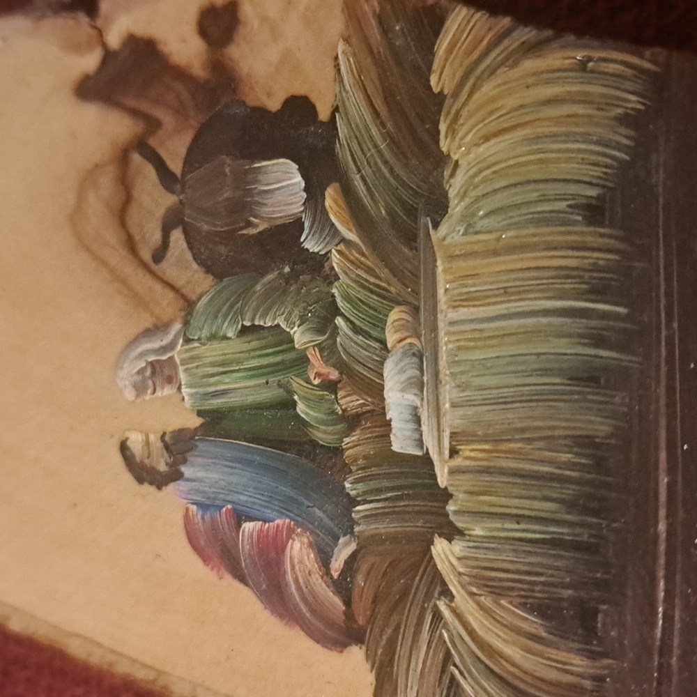Simple wood Nativity crèche manger scene Jesus Birth Born painted ready to hang